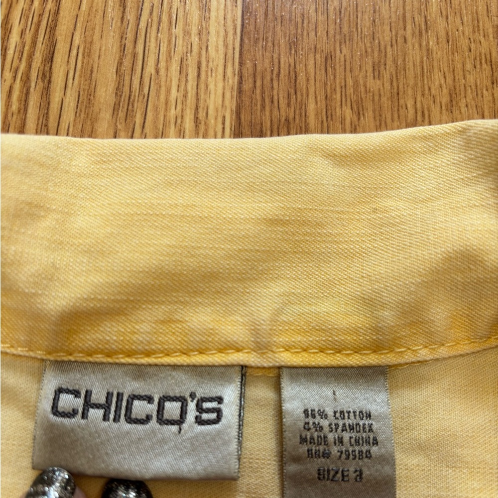 Chicos Jacket Women's Denim Jacket Butter Yellow 4 Pockets Size 3 (XL Size 16) - Picture 3 of 9